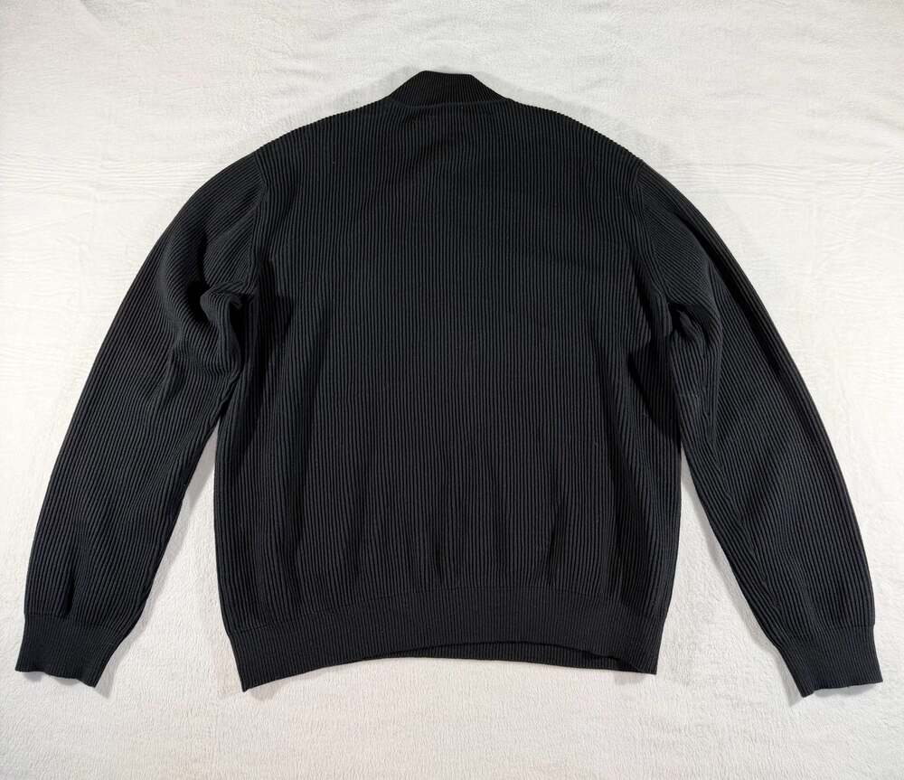Collars & Co. Men's 100% Cotton Ribbed 1/4 Zip Pullover Sweater Black 2XL - Picture 6 of 8